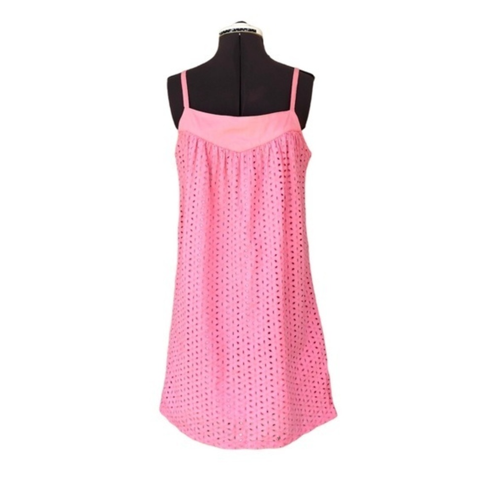 Roxy Cotton Adjustable Straps Eyelet Lined Pink Dress  M